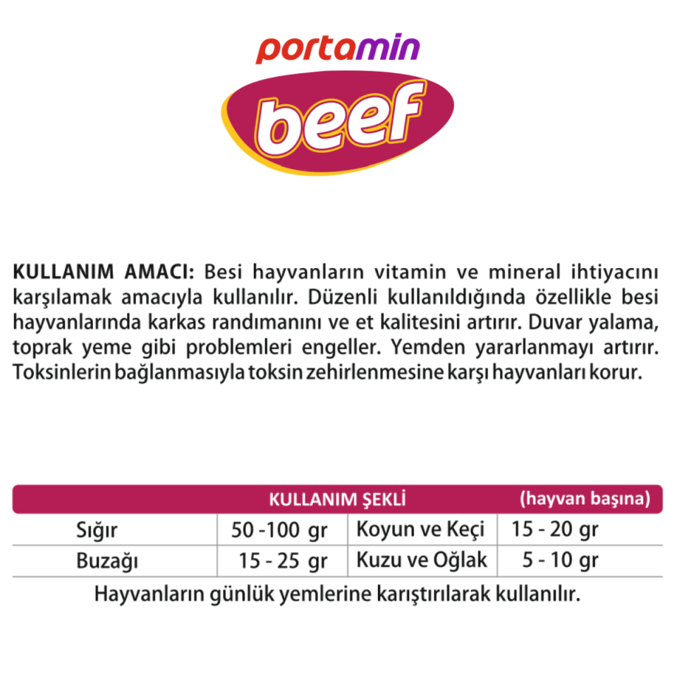 Beef | Et Randımanını ve Yemden Yararlanmayı Artıran Yem Katkı / Premiks