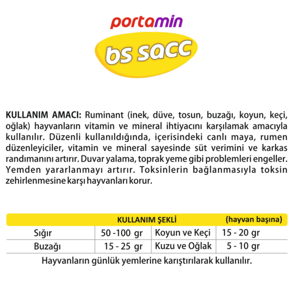 BS SACC  Niacin Maya Ve Toksin Bağlayıcı İlaveli Vitamin-Mineral Premiks