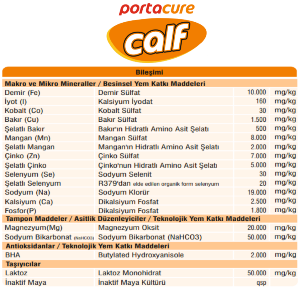 CALF Buzağı, Kuzu ve Oğlak Bağışıklık Güçlendirici Vitamin - Mineral Premiks