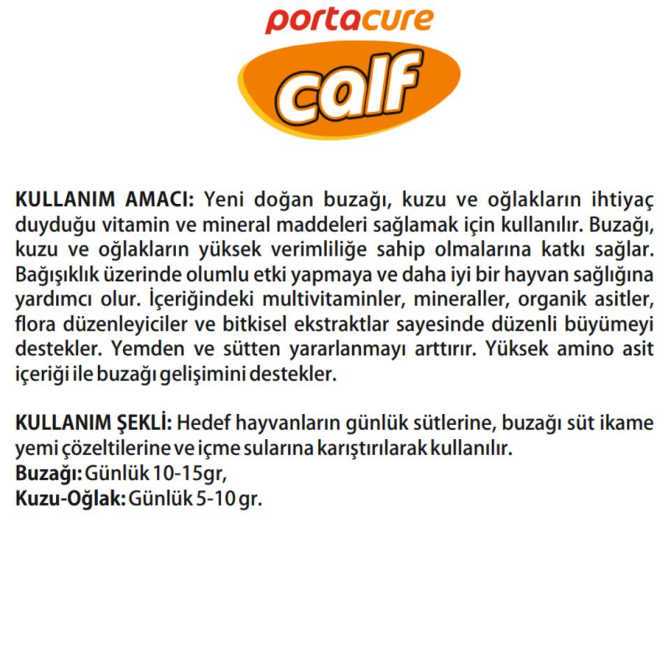 CALF Buzağı, Kuzu ve Oğlak Bağışıklık Güçlendirici Vitamin - Mineral Premiks