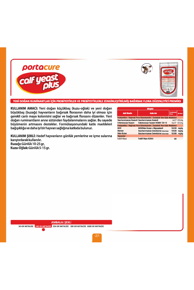 CALF YEAST PLUS Probiyotik Destekli Bağışıklık  Güçlendirici