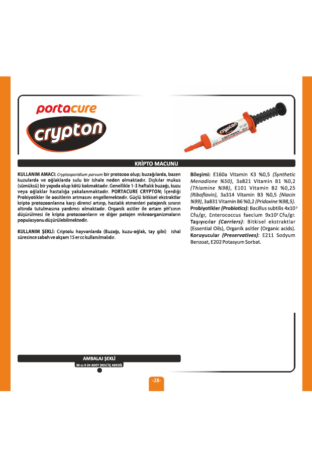 CRYPTON Cryptosporidium Parvum Kaynaklı İshal Kesici Premiks