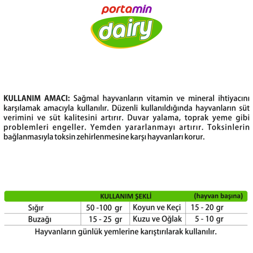 DAİRY Vitamin Mineral Zengini Süt Premiksi
