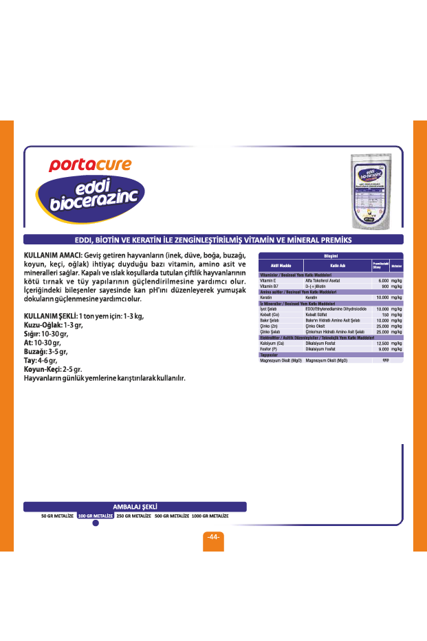 EDDİ BİOZİNC Tırnak ve Tüy Güçlendirici  Vitamin Ve Mineral Premiks