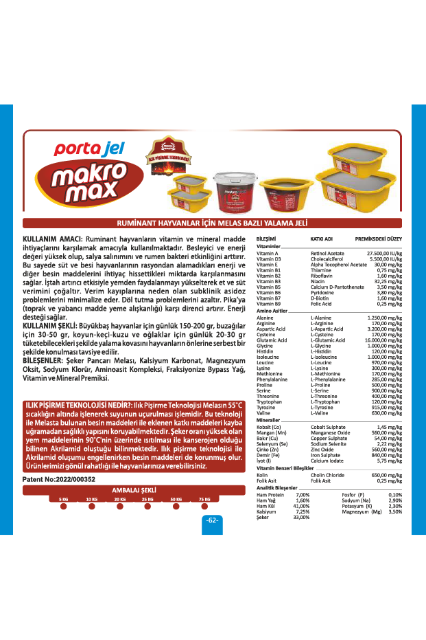 MAKROMAX Ruminant Hayvanlar İçin Melas Bazlı Yalama Jeli