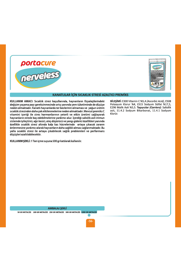 NERVELESS Kanatlılar İçin Sıcaklık Stres Azaltıcı Premiks