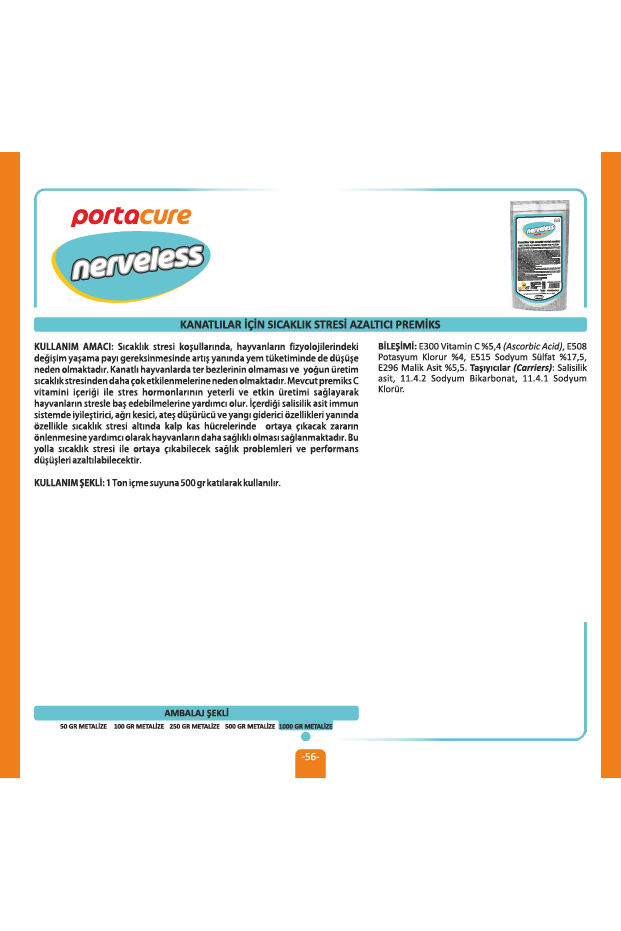 NERVELESS Kanatlılar İçin Sıcaklık Stres Azaltıcı