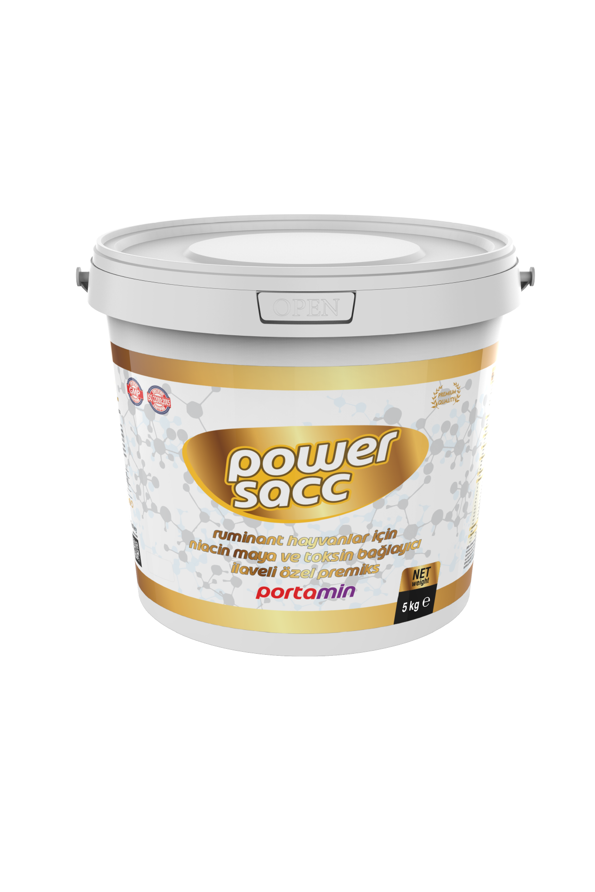 POWERSACC Ruminant Hayvanlar İçin, Niacin Maya ve Toksin Bağlayıcı İlaveli Özel Tamamlayıcı Yem 5 KG KOVA