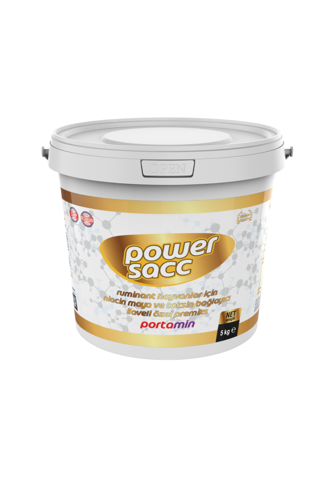 POWERSACC Ruminant Hayvanlar İçin, Niacin Maya ve Toksin Bağlayıcı İlaveli Özel Tamamlayıcı Yem 5 KG KOVA