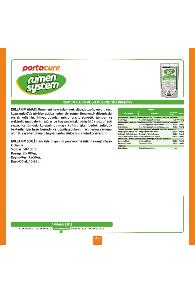 RUMEN SYSTEM Rumen Flora Ve Ph Düzenleyici Premiks