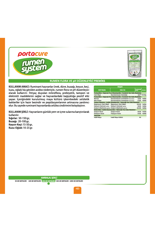 RUMEN SYSTEM Rumen Flora Ve Ph Düzenleyici Premiks