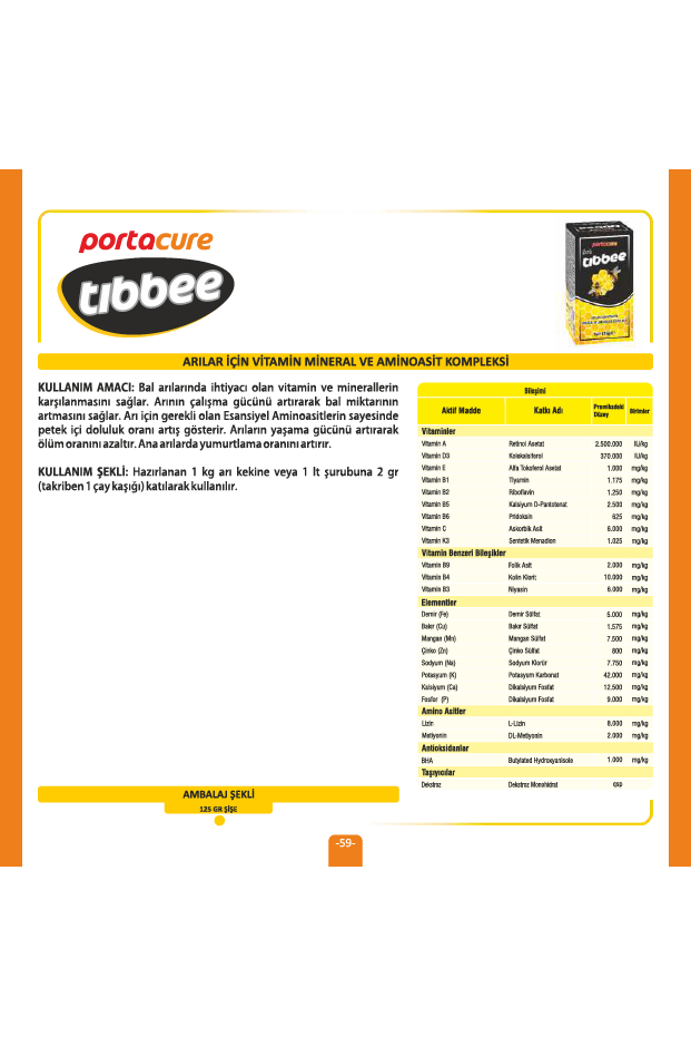 TIBBEE Arılar İçin Vitamin Mineral Ve Aminoasit Kompleksi