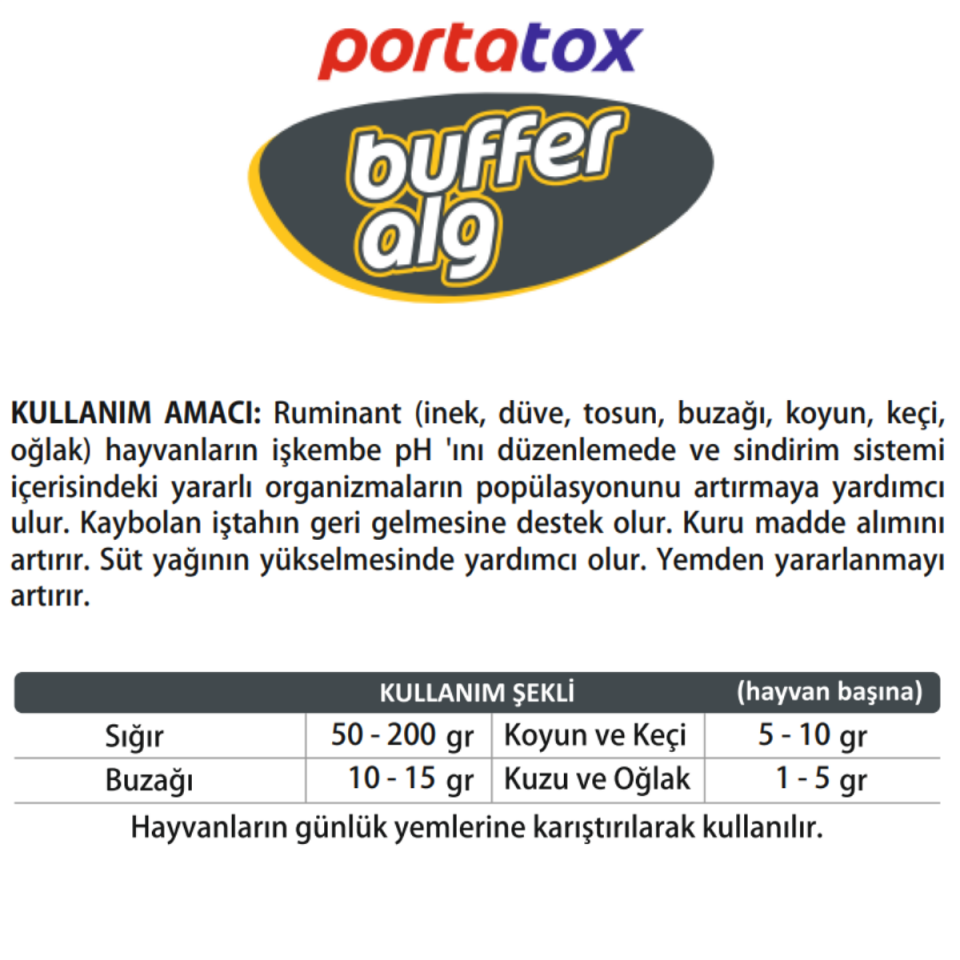 BUFFER ALG Tamponlayıcı, Maya Ve Alg İçerikli Tamamlayıcı Yem