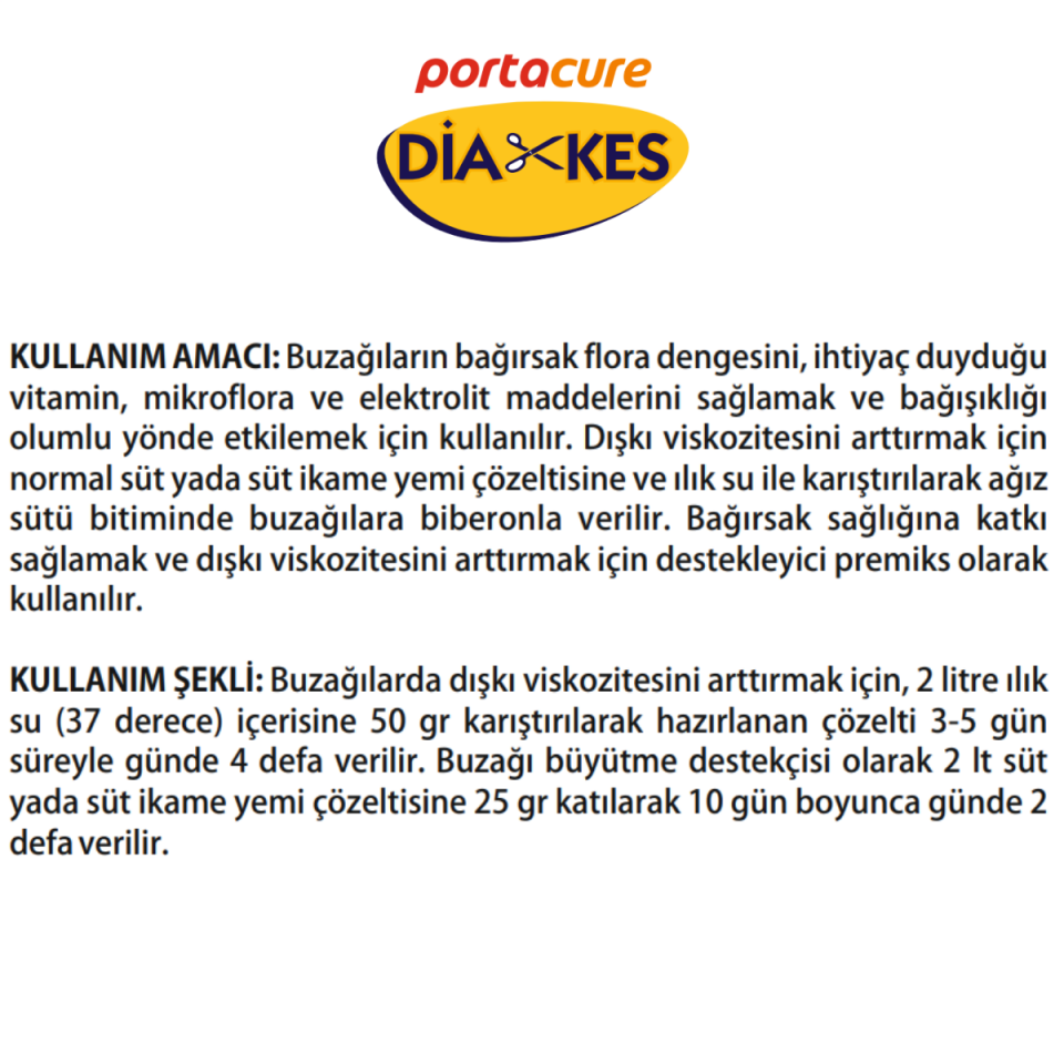 DİAKES Buzağılar İçin İshal Kesici ve Bağışıklık Destekleyici Tamamlayıcı Yem